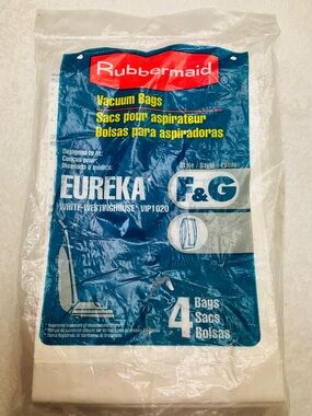 NEW Rubbermaid EUREKA White-Westinghouse VIP1020 Vacuum Bags Style F&G - 4 Bags